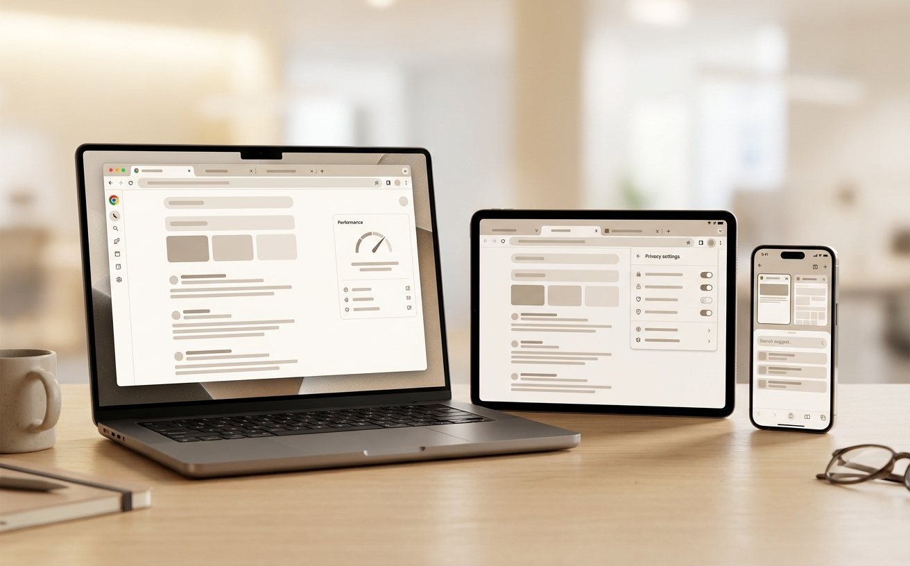 Chrome标签页与侧边栏搜索面板界面